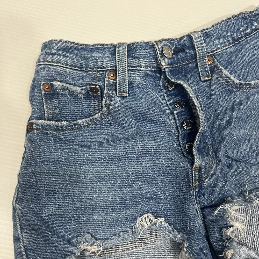 Levi's 501 High Rise Button‎ Fly Denim Mini Cut Off Shorts Womens 25 Medium Wash